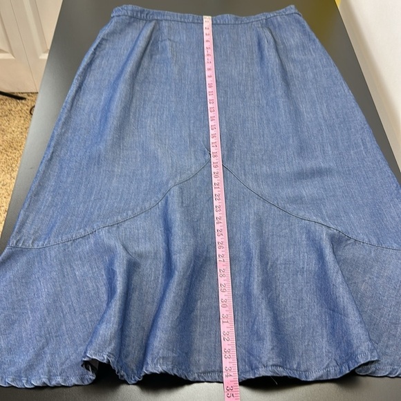 Vintage Coldwater Creek 100% Tencel Lyocell Chambray Maxi Skirt Ruffle H… - Picture 7 of 9